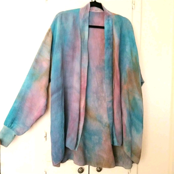 Dova Silk Tops - Art To Wear Silk Kimono Jacket Topper Dova Silk